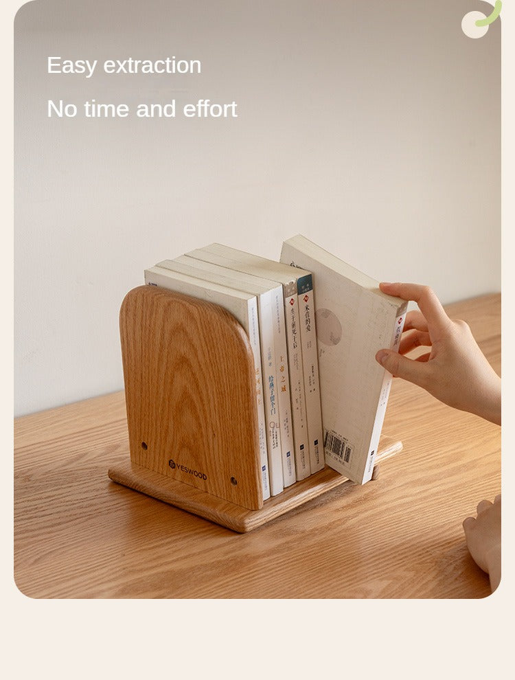 Oak, Solid Rubberwood Modern Desktop Small Bookshelf