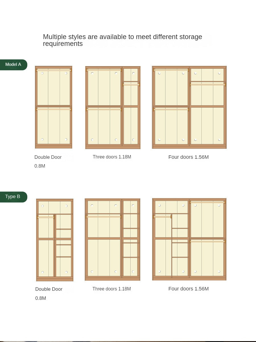 Oak Solid Wood Narrow Wardrobe.