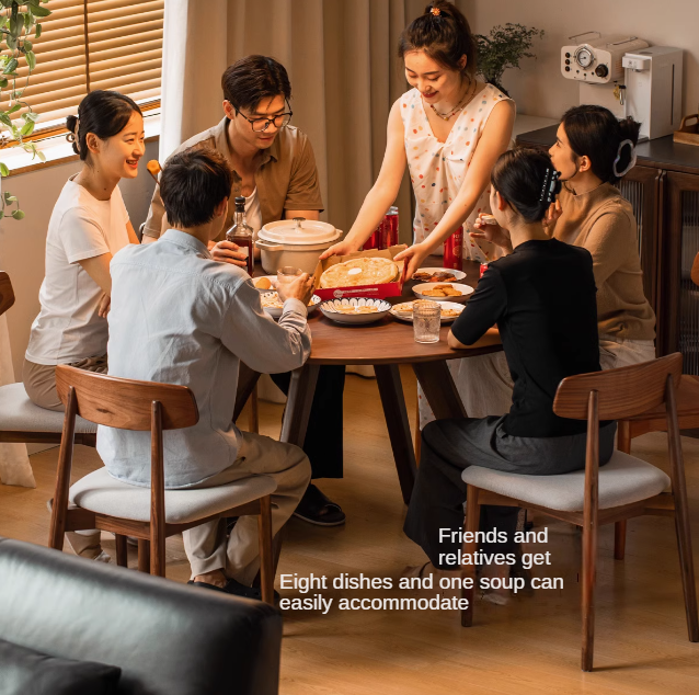 Black Walnut Solid Wood Retro Round Dining Table.