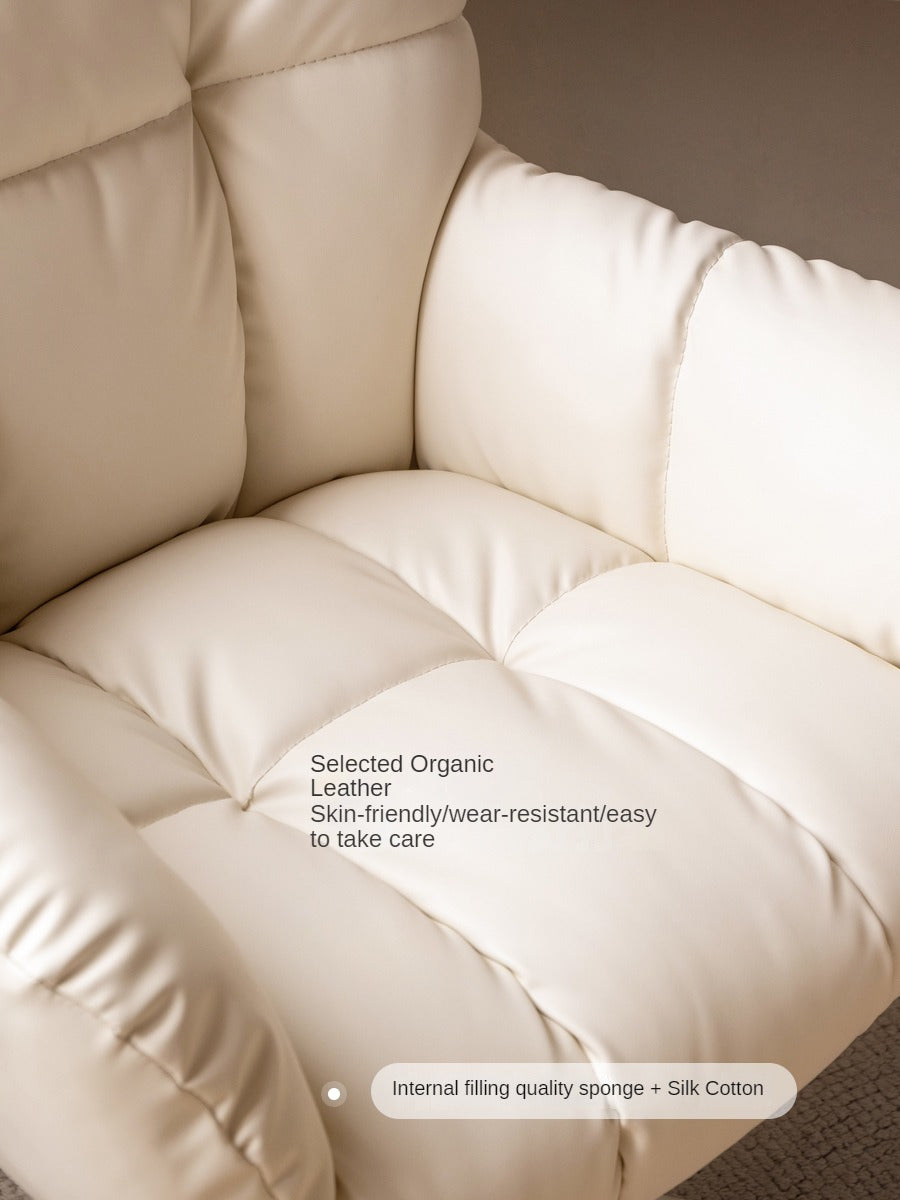 Organic Leather Cream Movable Makeup Chair