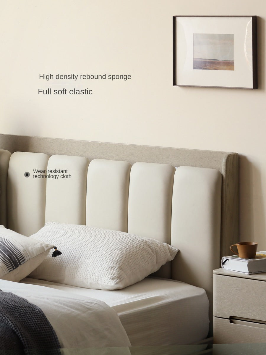 Oak, Poplar Solid Wood Piano Key Bed, Technology Cloth