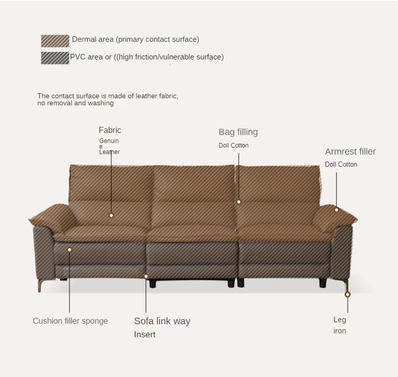 Leather Electric Dual-purpose Cowhide Sofa.