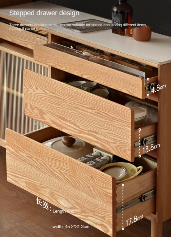 Oak Solid Wood Rock Plate Dining Sideboard