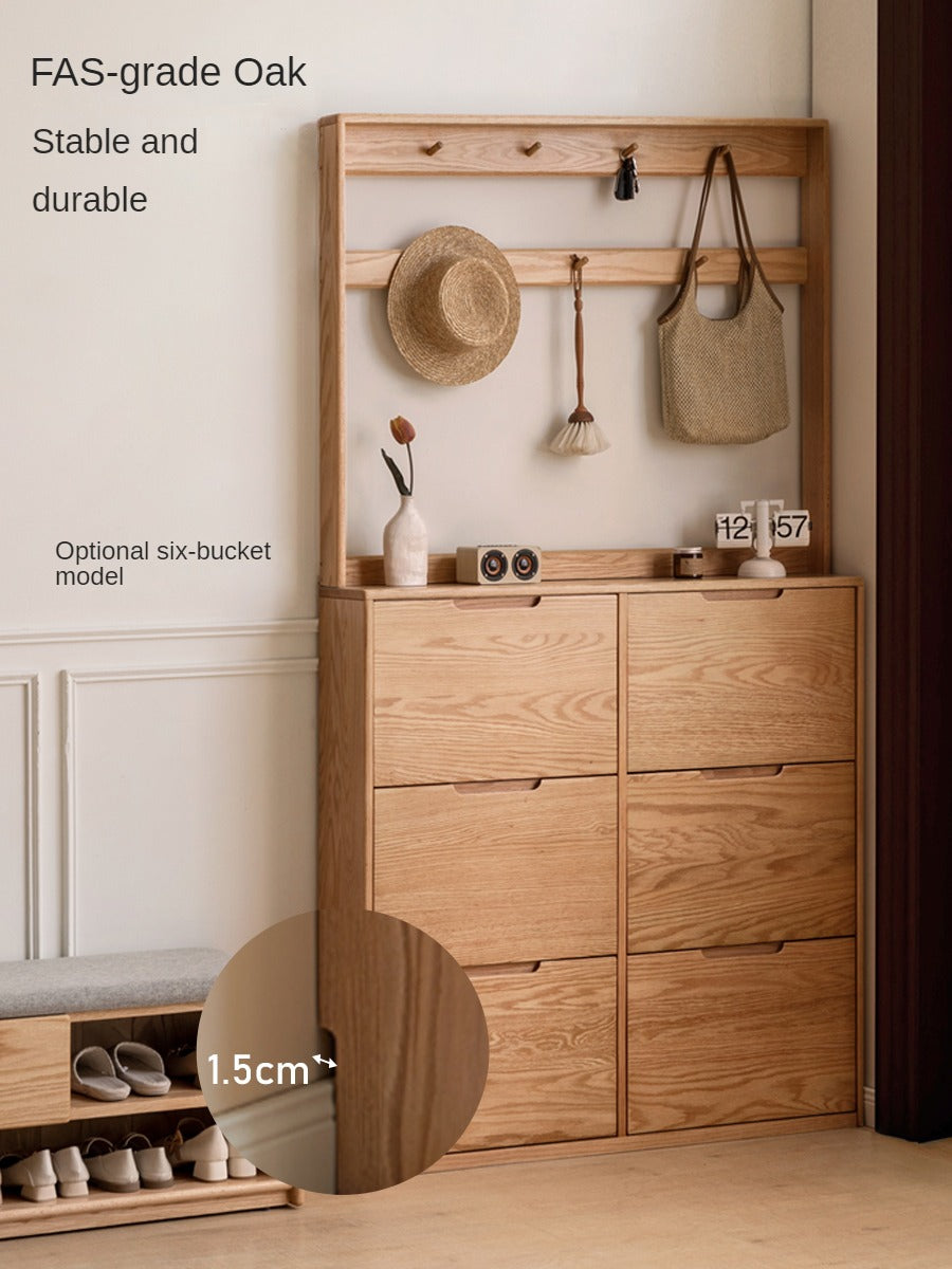 Oak, Poplar Solid Wood Ultra-Thin Shoe Cabinet