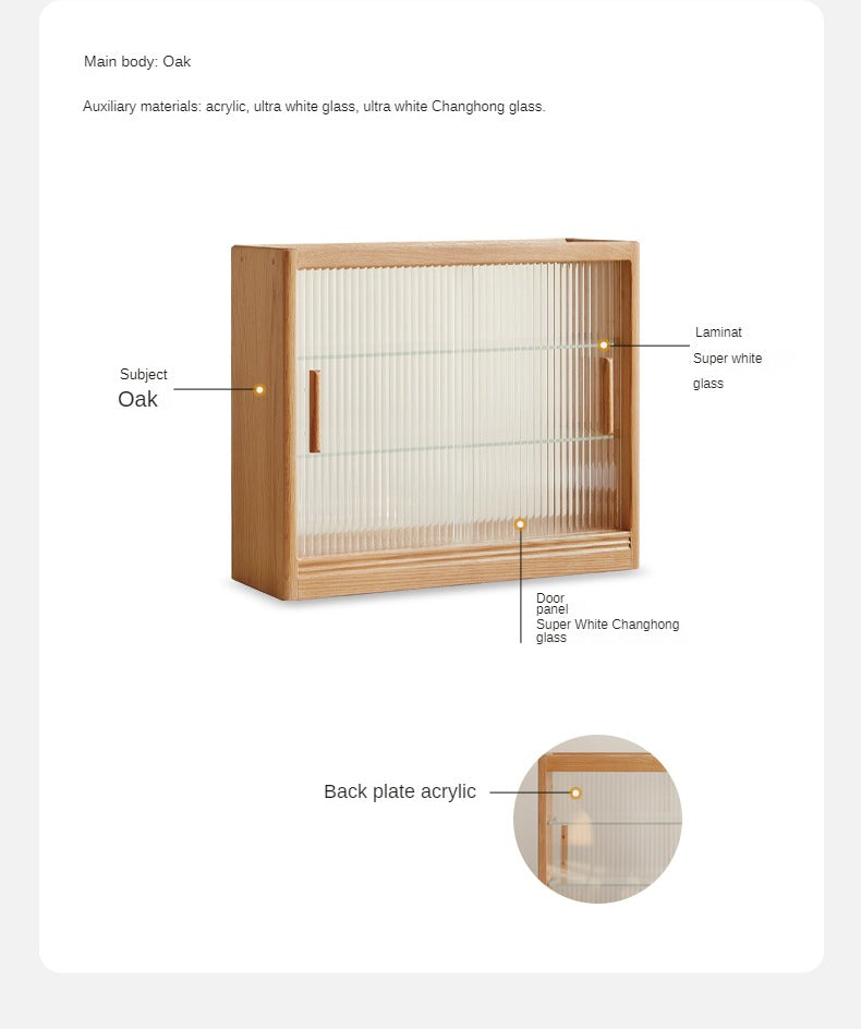 Oak, Cherry, Poplar Solid Wood Desktop Locker Storage Cabinet Glass Sliding Door
