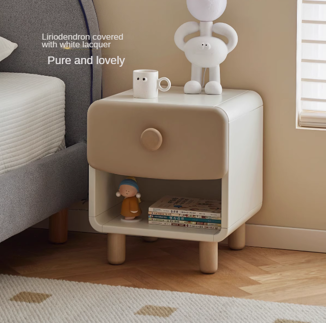 Rubberwood Solid Wood Children's Modern Nightstand