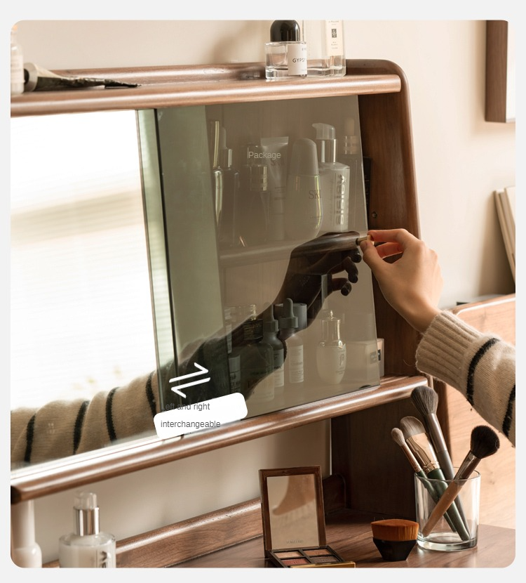 Black Walnut, Walnut Tree Solid Wood Mirror Dressing Table.