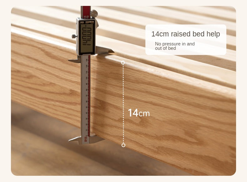 Oak, Ash Solid Wood Genuine Leather Soft Bed