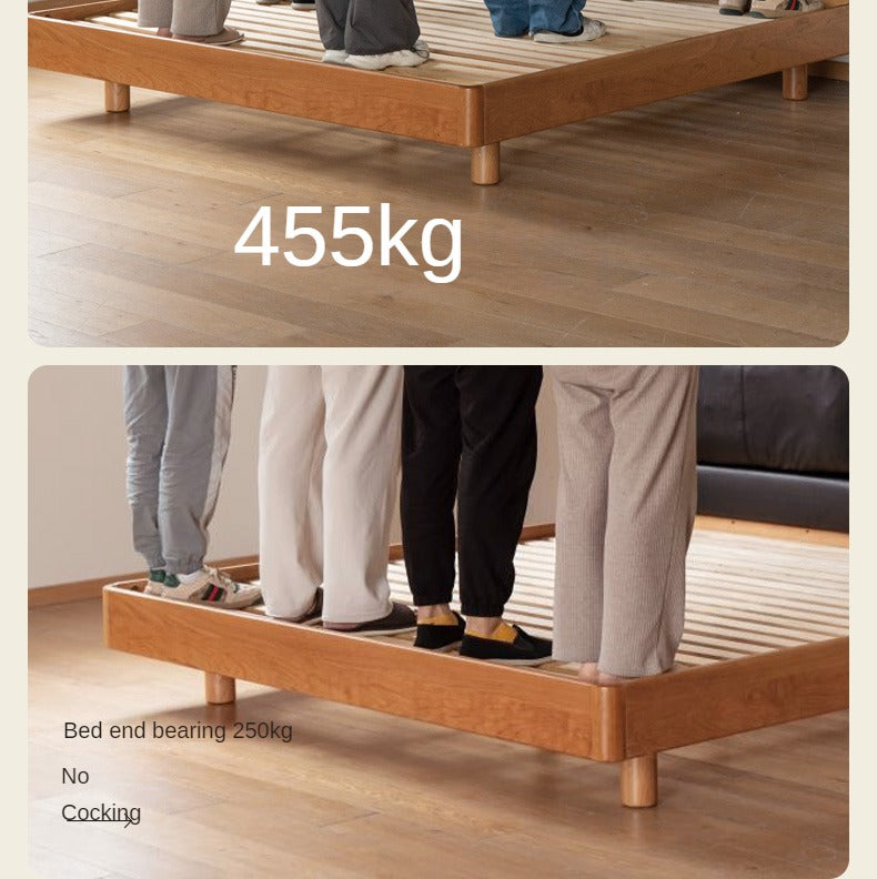 Cherry solid wood leather soft suspended bed