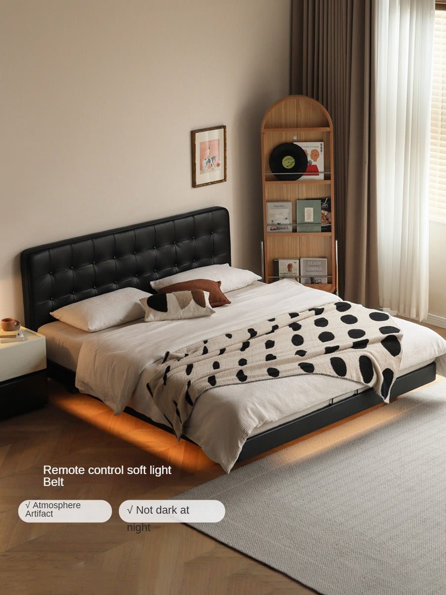 Black High-end Leather Suspension Bed
