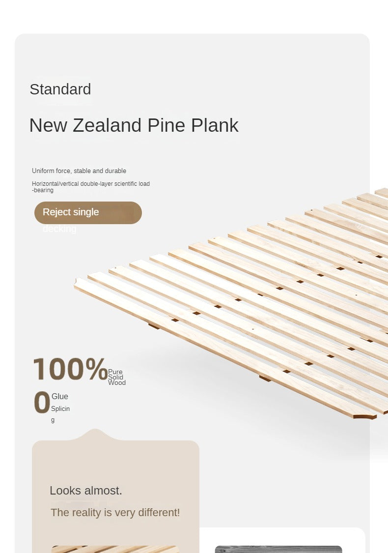 Rubber wood, Oak Solid Wood Bed Technology Fabric