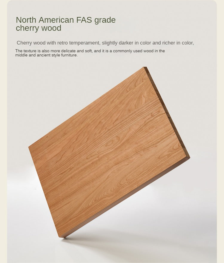 Cherry Wood Solid Wood platform bed, headboard-free bed with Light.