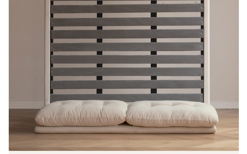 Fabric Soft Bed White Cream Style