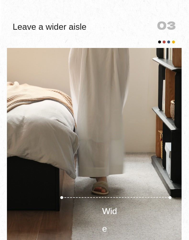 Poplar, Rubber Wood Solid Wood Fully Open High Box Bed Minimalist