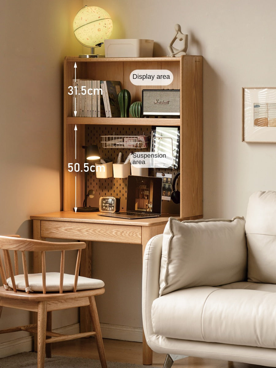 Oak, Ash Solid Wood Modern Desk Bookshelf Integrated