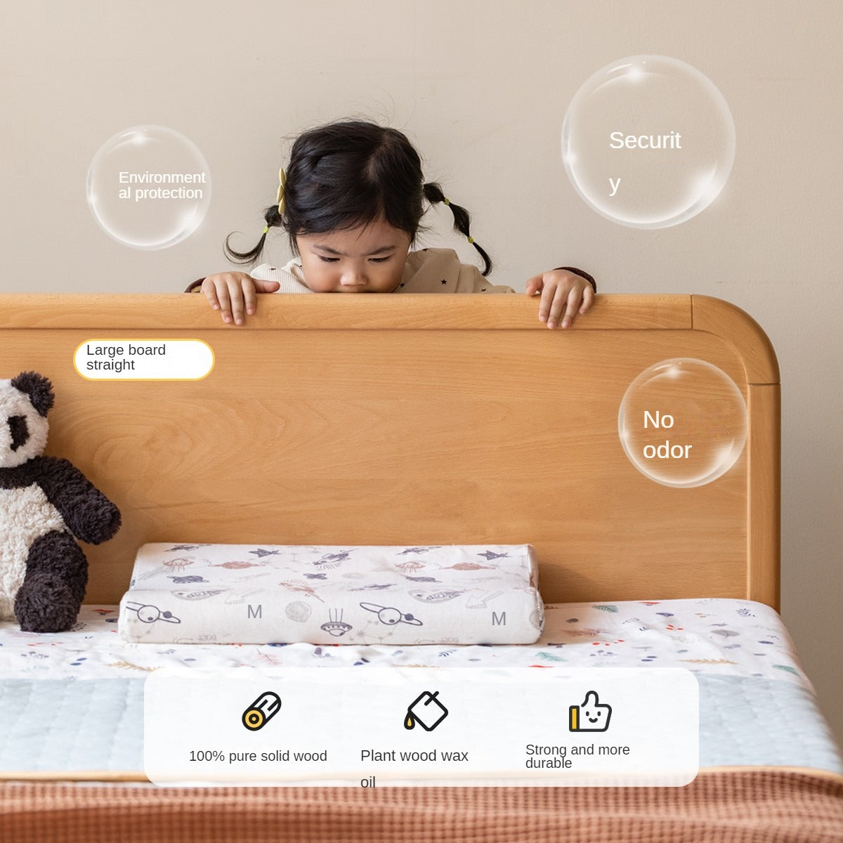 Beech Solid Wood Children's, Montessori Floor Bed<