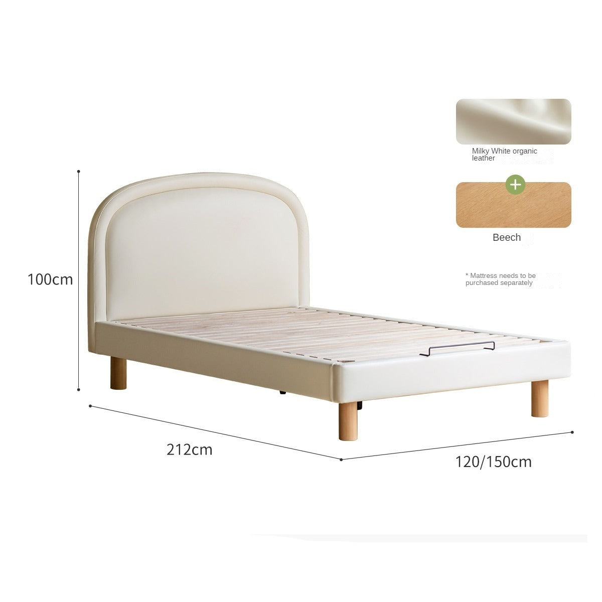 Cream style Organic Leather kid's Bed<