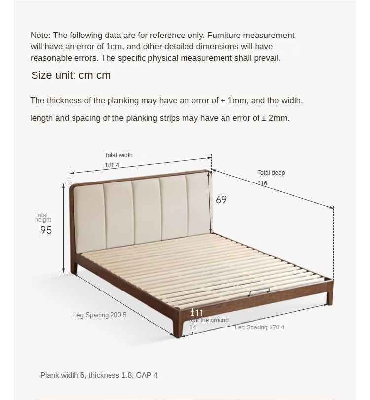 Oak, Rubberwood Solid Wood Genuine Leather, eco Leather Bed Modern