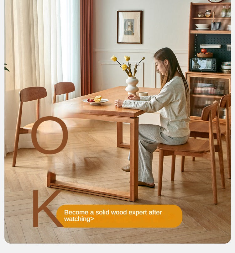 Cherry Wood Dining Table Island Table Integrated Large Board