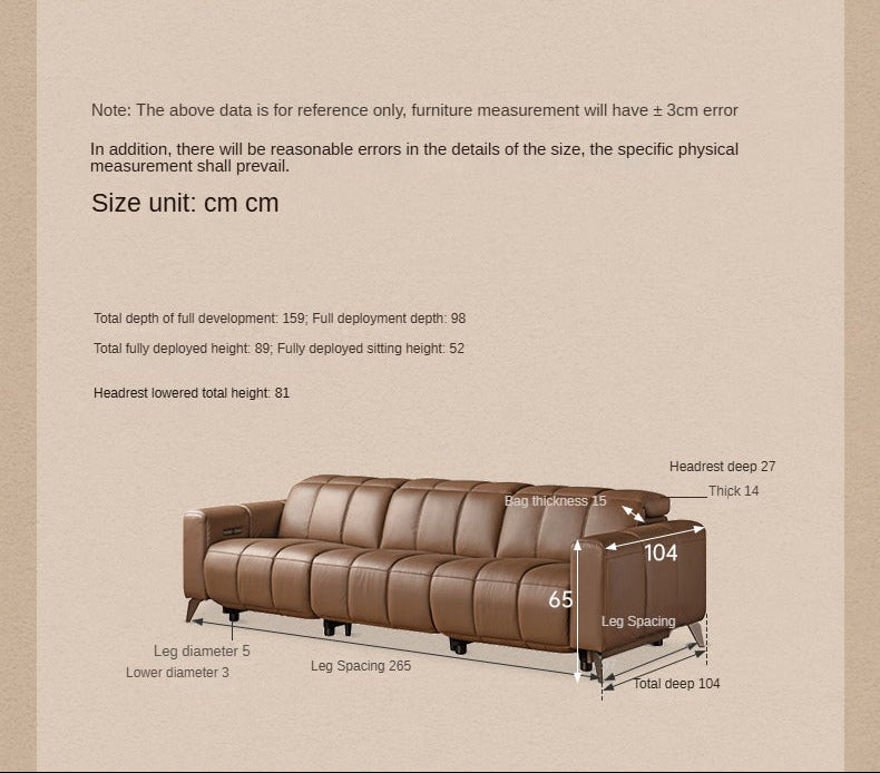Genuine Leather Zero-Wall Power Reclining tufted sofa