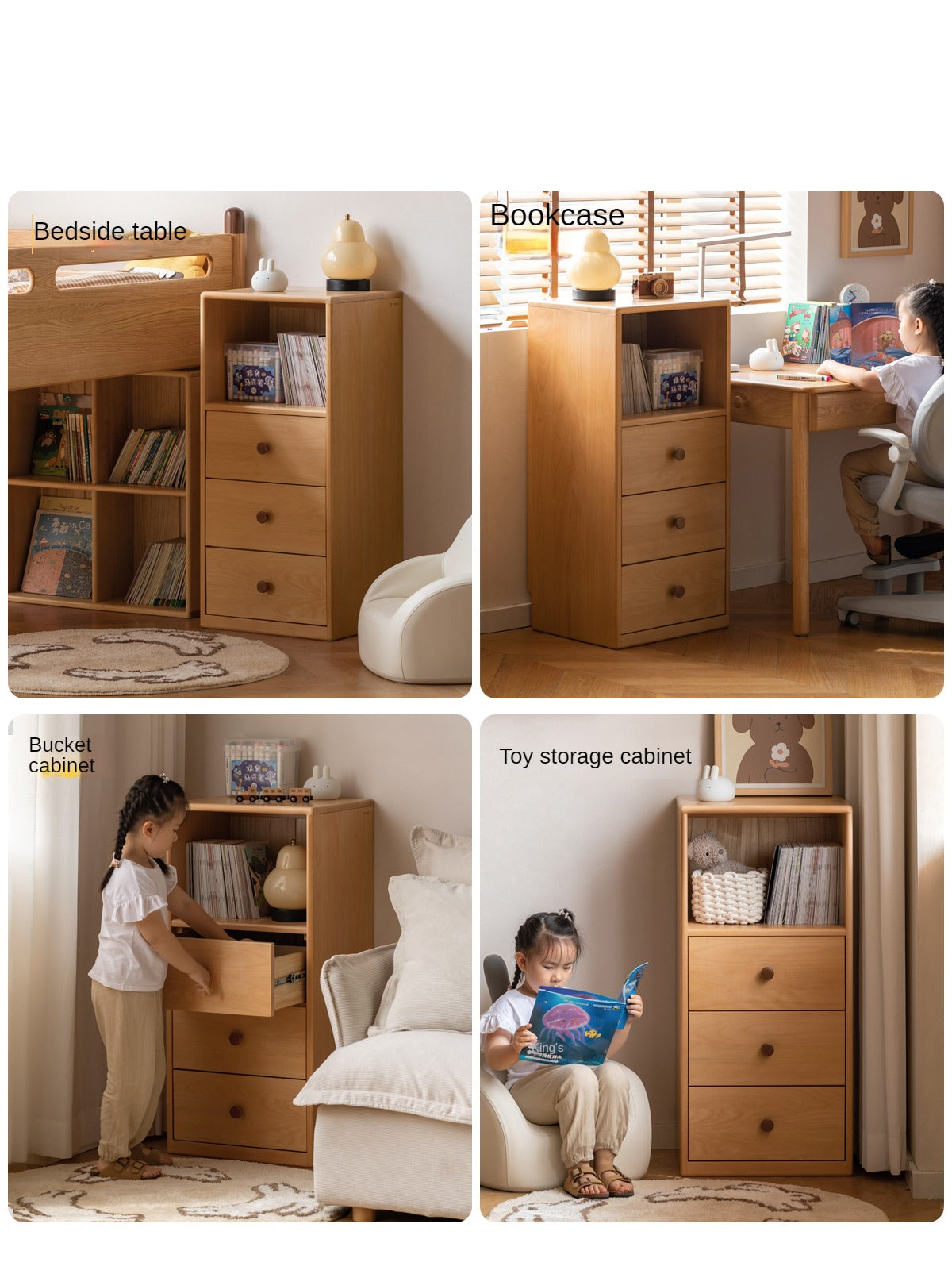 Beech Solid Wood Children's Cabinet Storage-