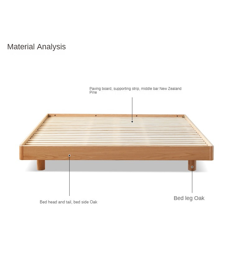 Oak solid wood Suspended platform bed, headboard-free bed with light