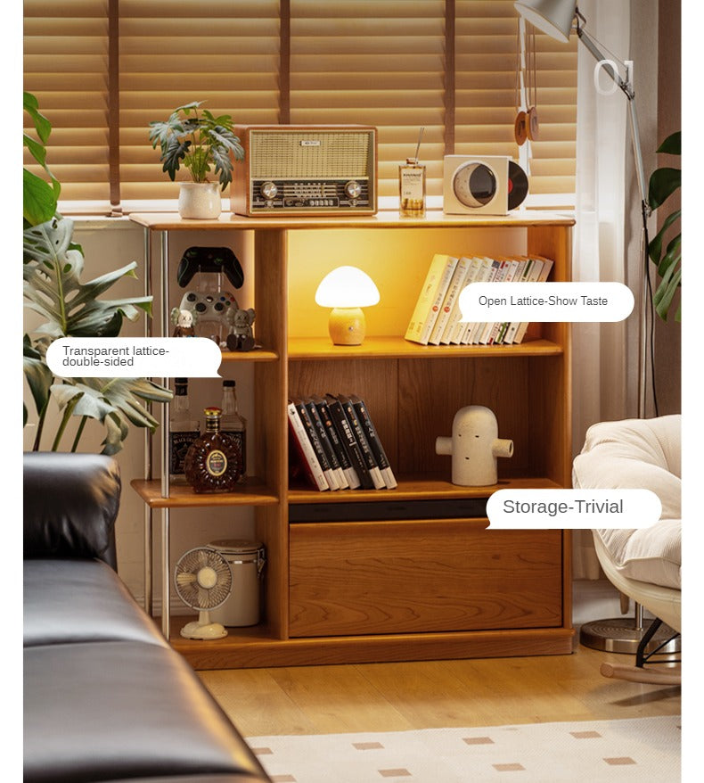 Cherry Solid Wood Retro Partition Bookcase.