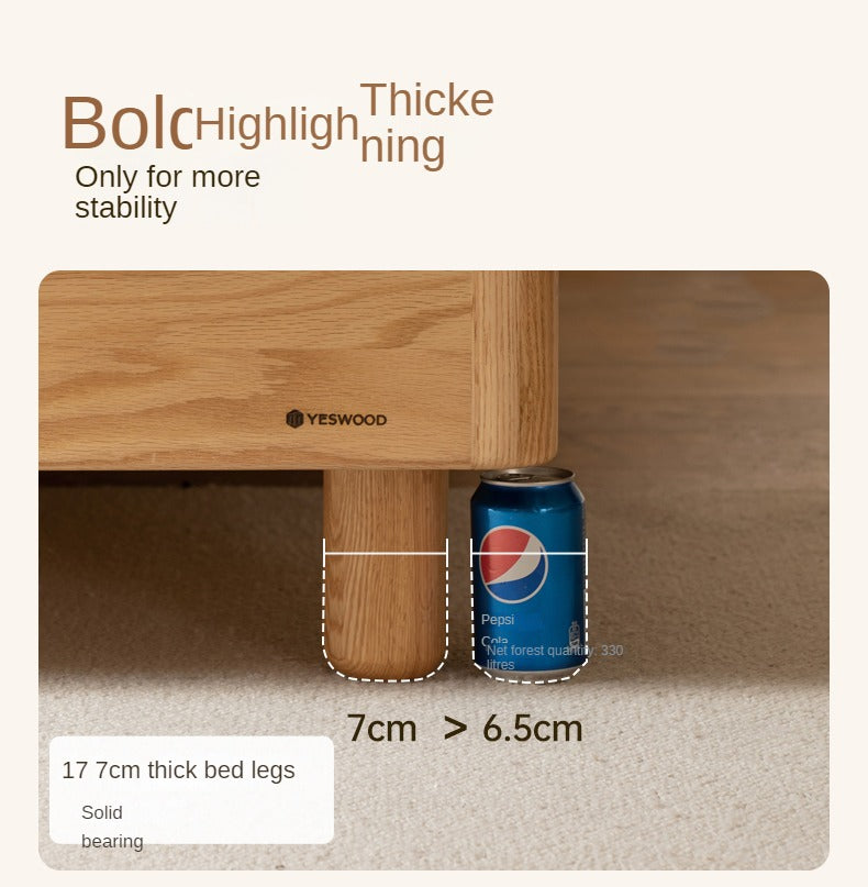 Oak, Ash Solid Wood Genuine Leather Soft Bed