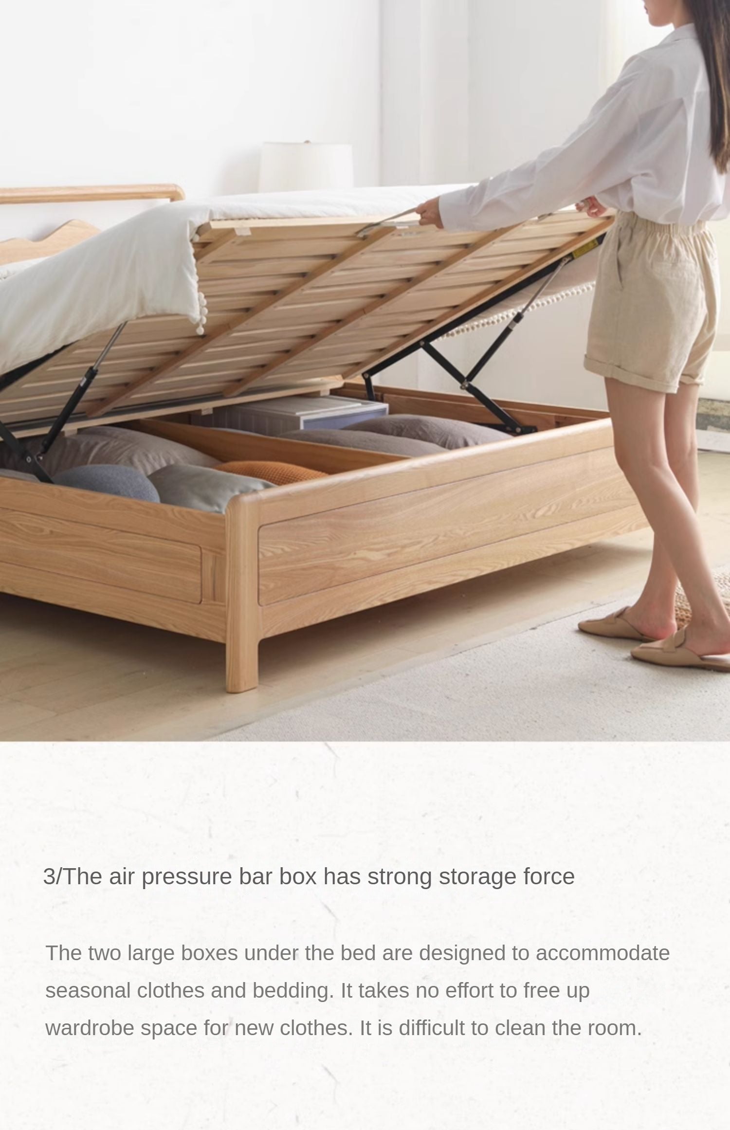 Ash Solid Wood Box Bed Modern Simple