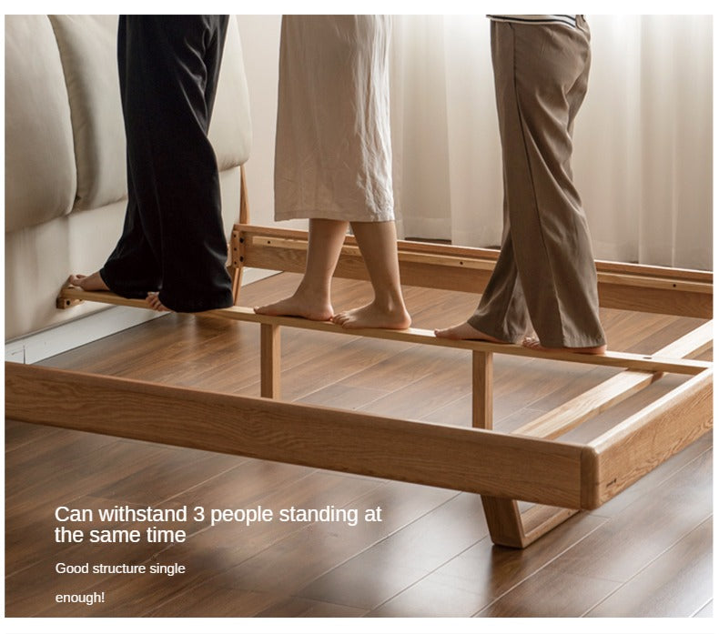 Oak, Ash Solid Wood Genuine Leather, ecological leather Suspended Bed Italian Light Luxury