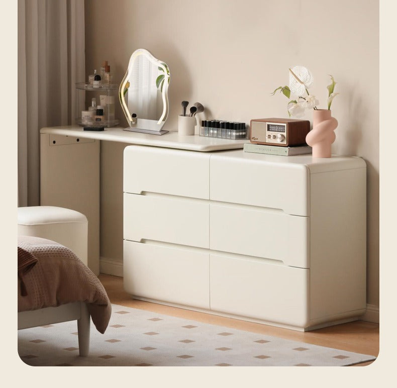 Poplar Solid Wood, Solid Rubberwood Cream Air Makeup Table.