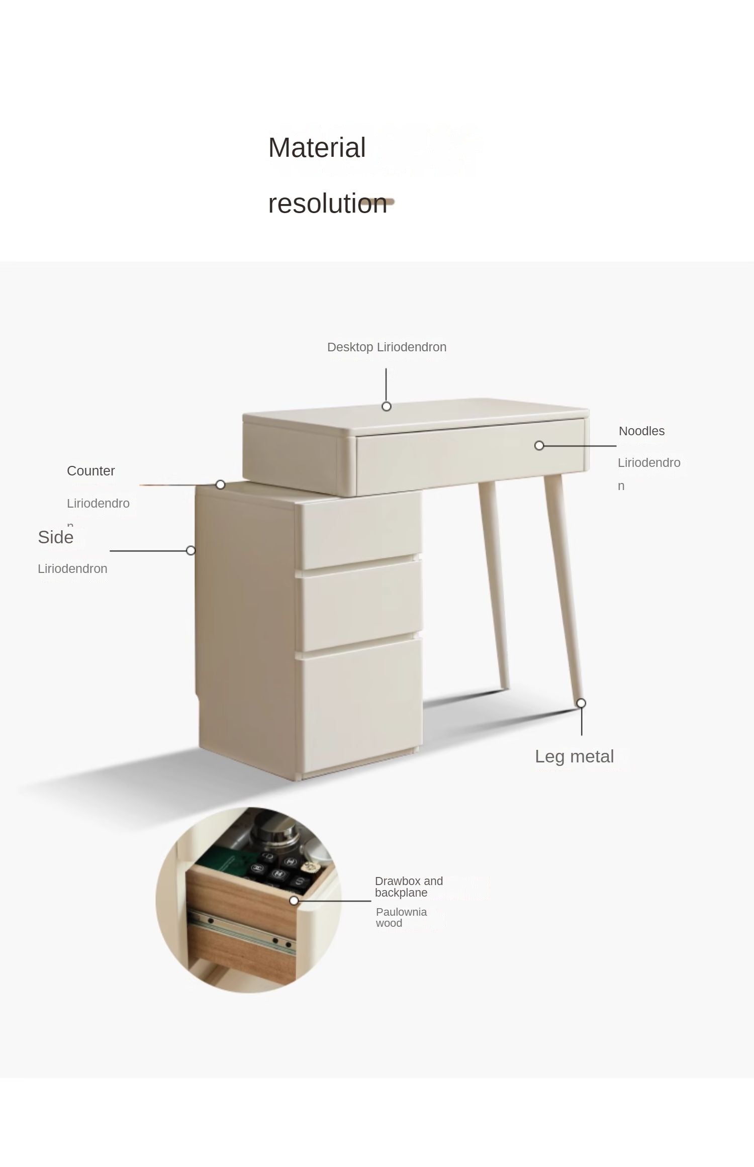 Poplar Solid Wood Telescopic DressingTable +LED Makeup Mirror.