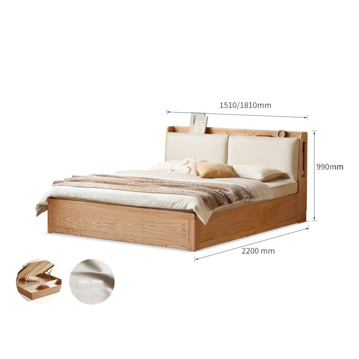 Oak Solid Wood Box Bed Storage Technology Cloth