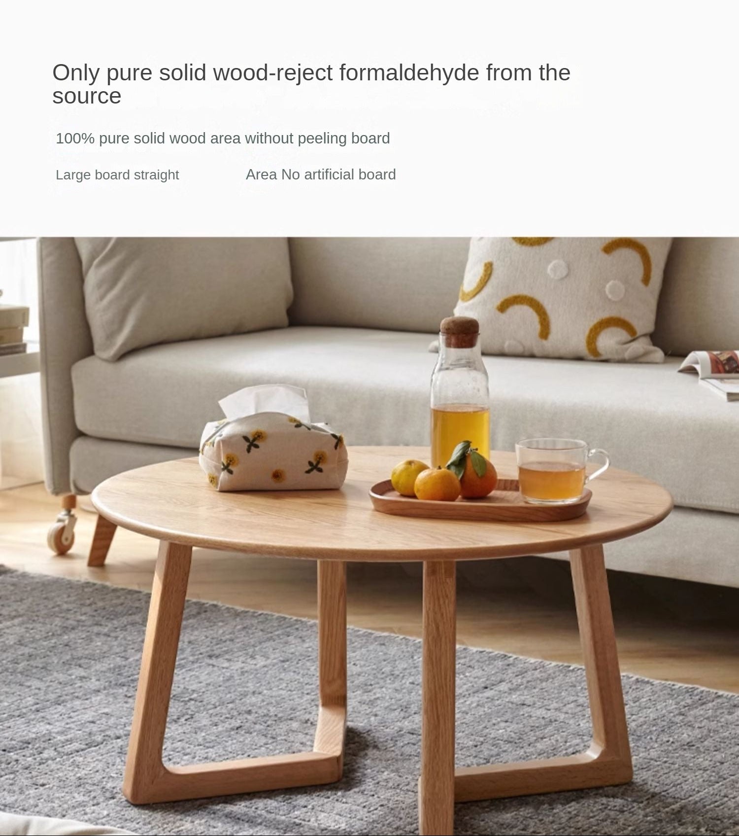 Oak, Beech Solid Wood Round Coffee Table