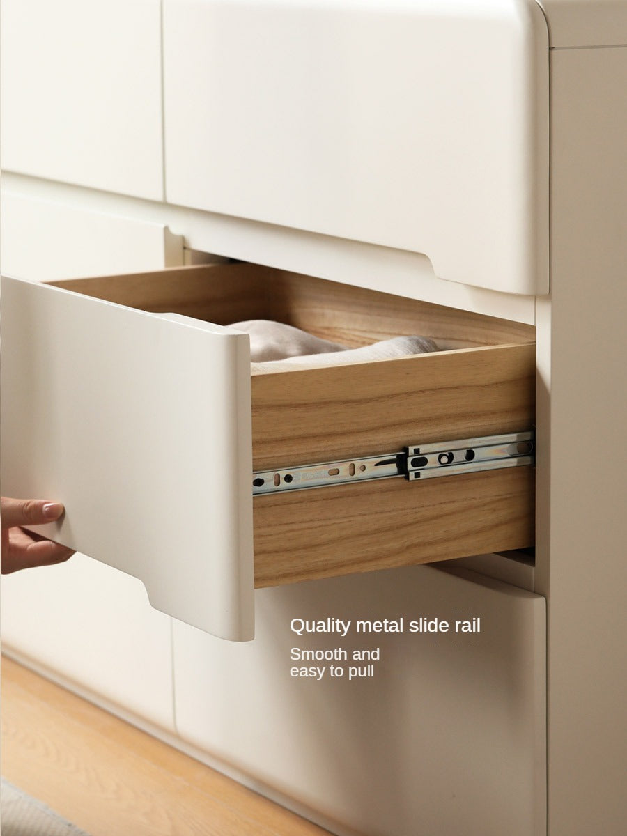 Poplar, Solid Rubberwood Storage Cream Drawer Dresser