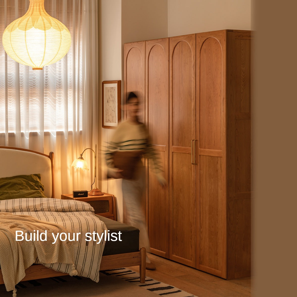 Cherry Solid Wood Vintage Wardrobe.