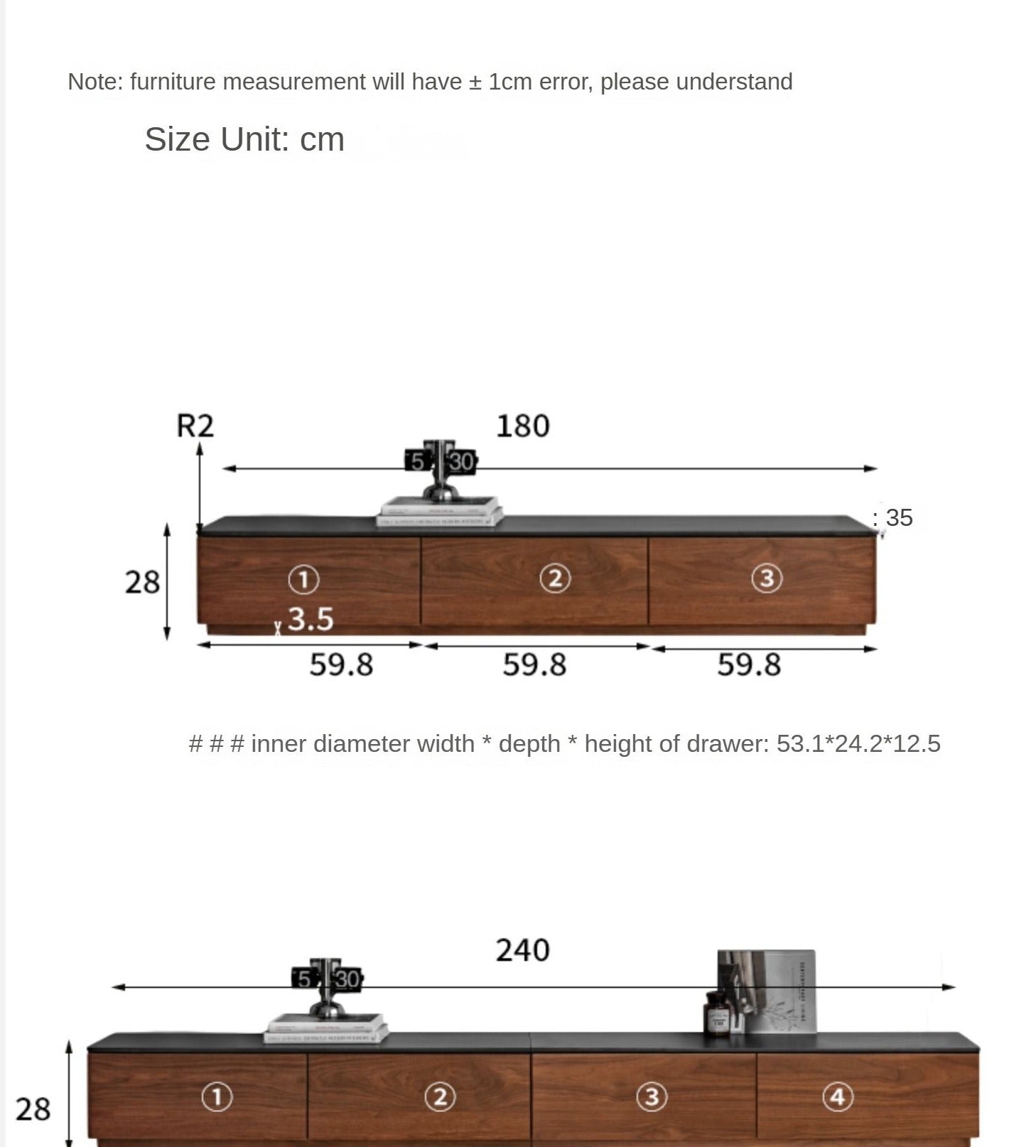 TV stand rock slab Black Walnut solid wood"