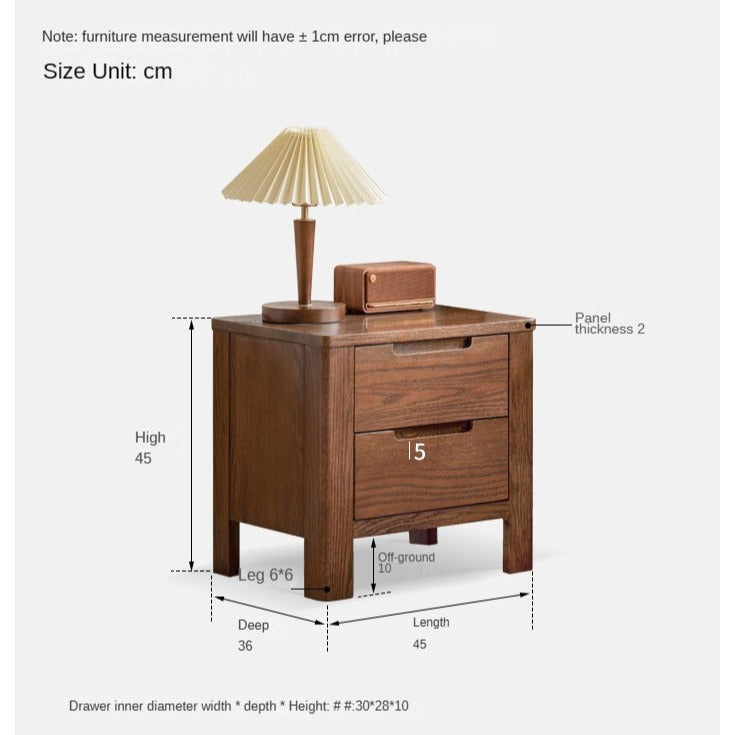 Oak Solid Wood Nordic Style Nightstand.