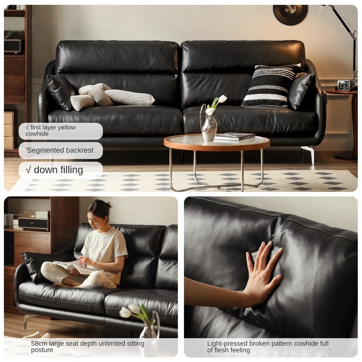 Living room furniture set First layer cowhide sofa living room middle-aged style