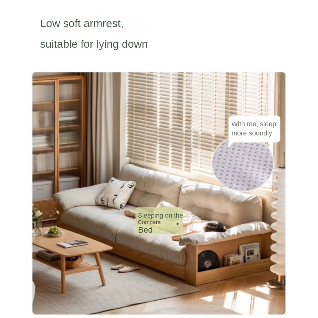 Oak Solid Wood Floor Storage Sofa Modern.