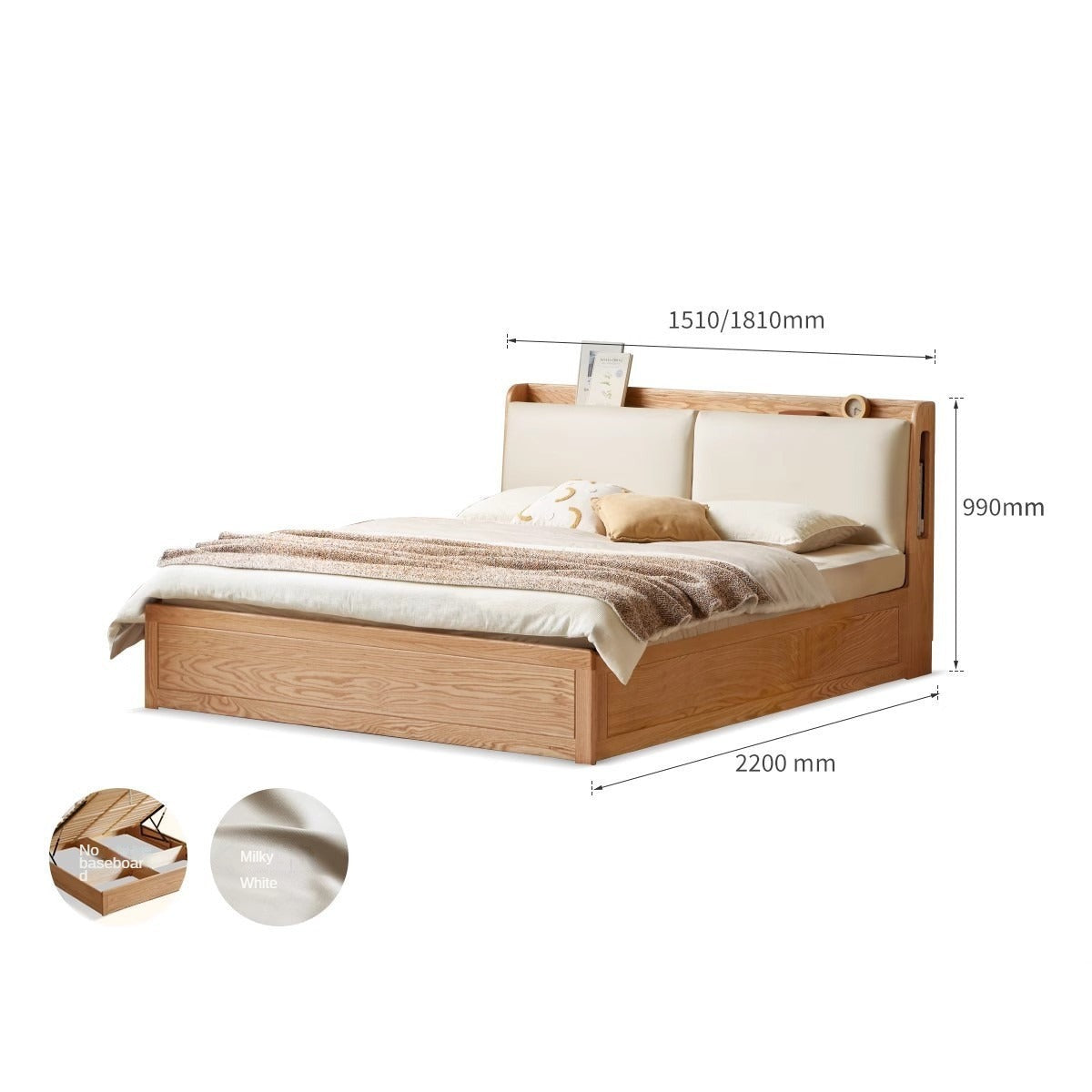 Oak Solid Wood Box Bed Storage Technology Cloth