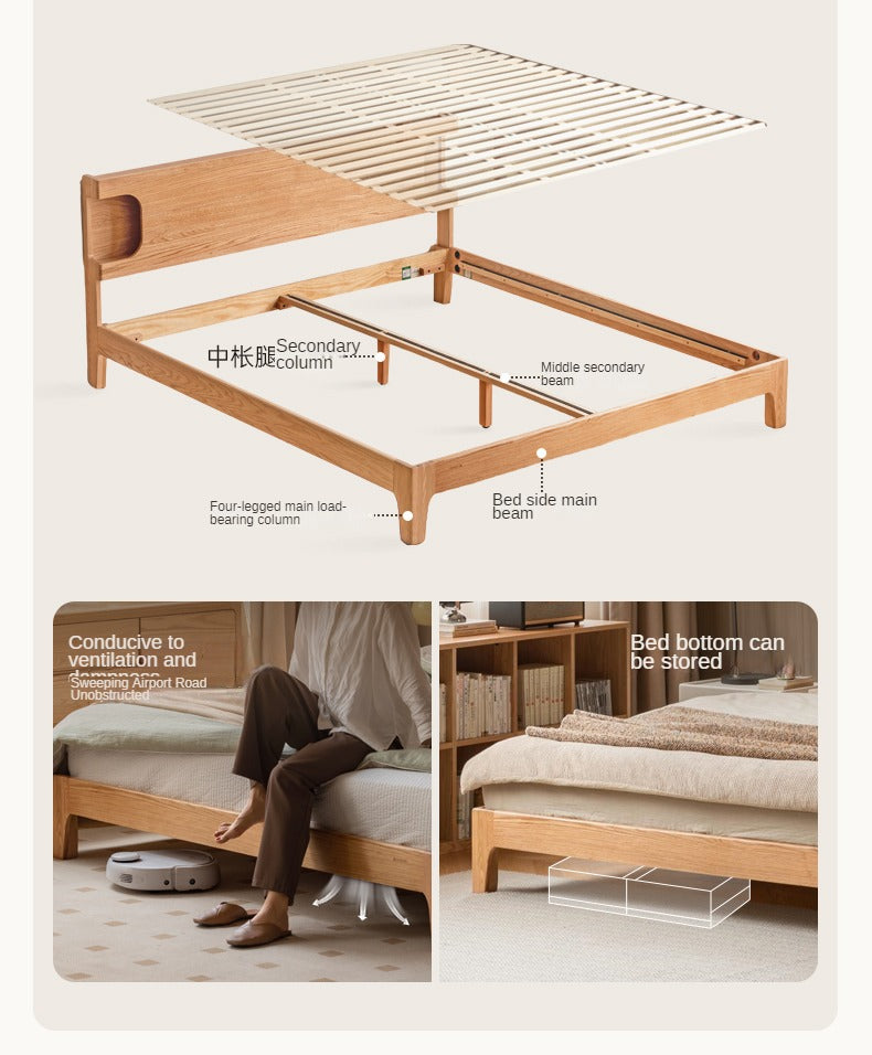 Oak Solid Wood Luminous Bed