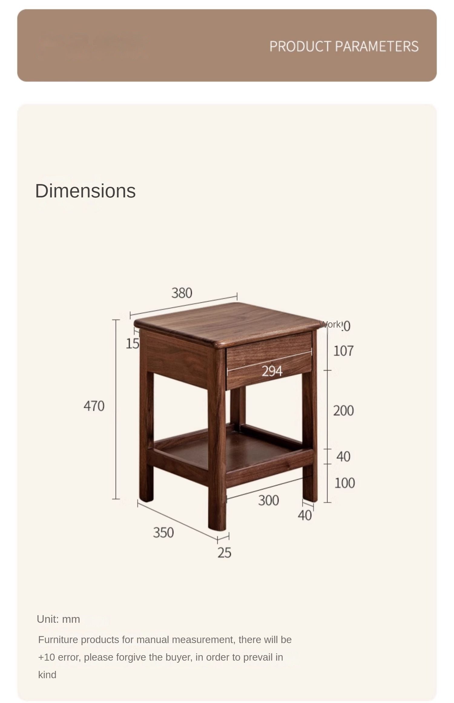 Black Walnut, Ash Bedside Storage Cabinet