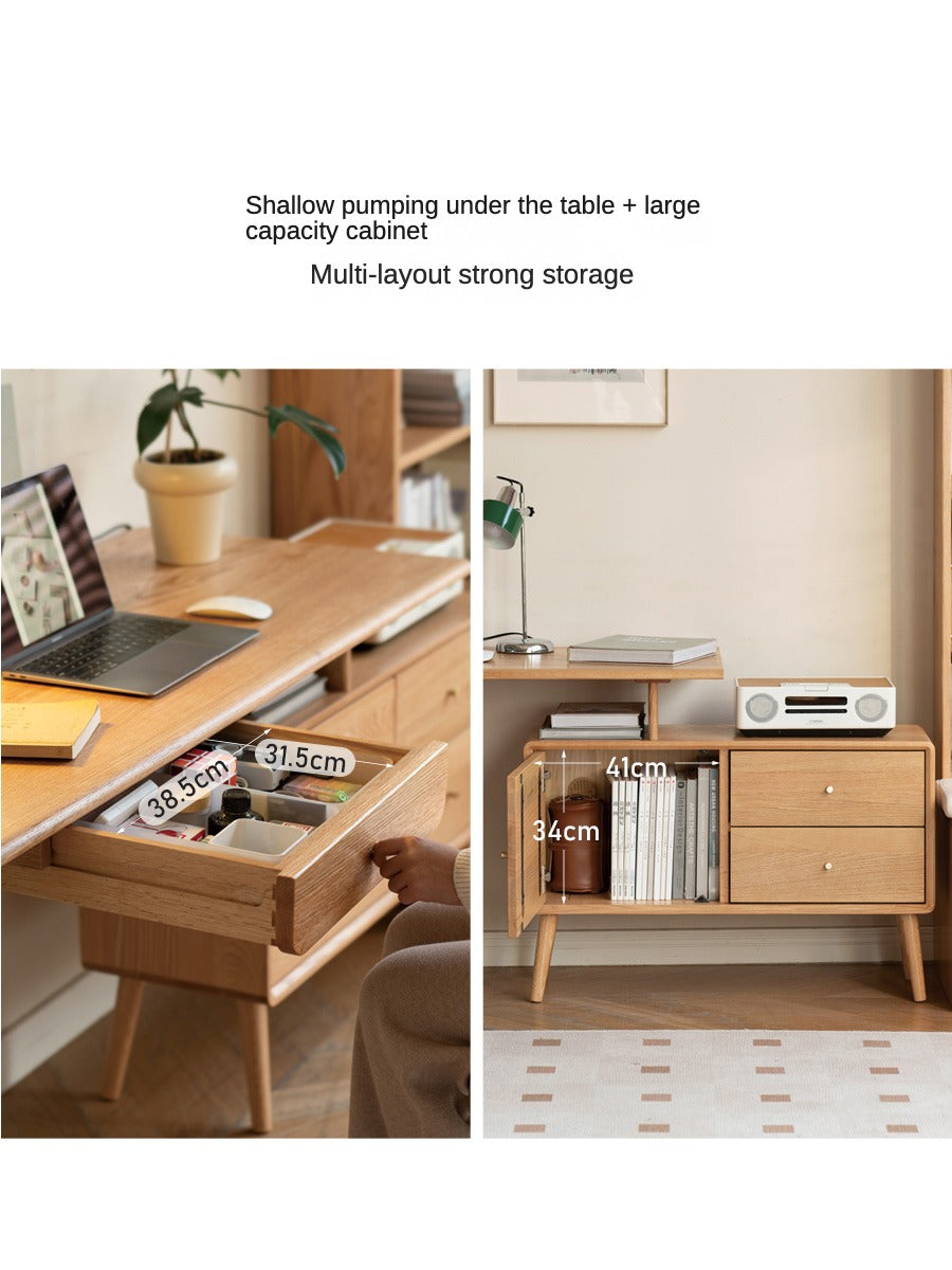 Oak Solid Wood Telescopic Office Desk