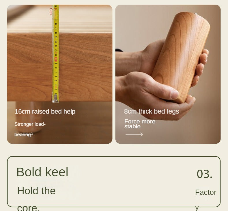 Cherry Solid Wood Leather Soft Suspended Bed