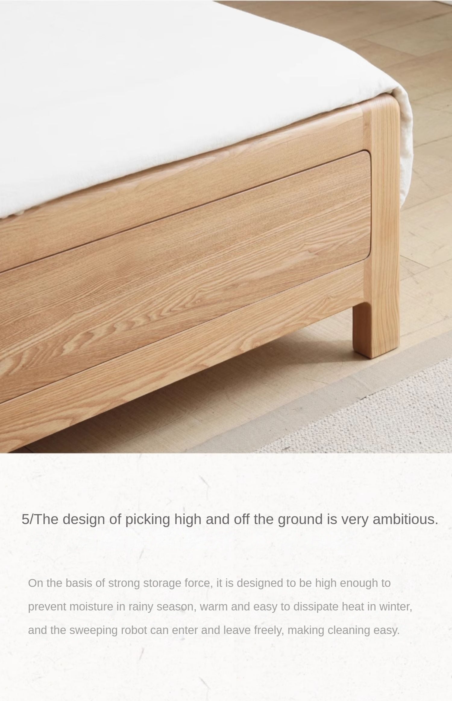 Ash Solid Wood Box Bed Modern Simple