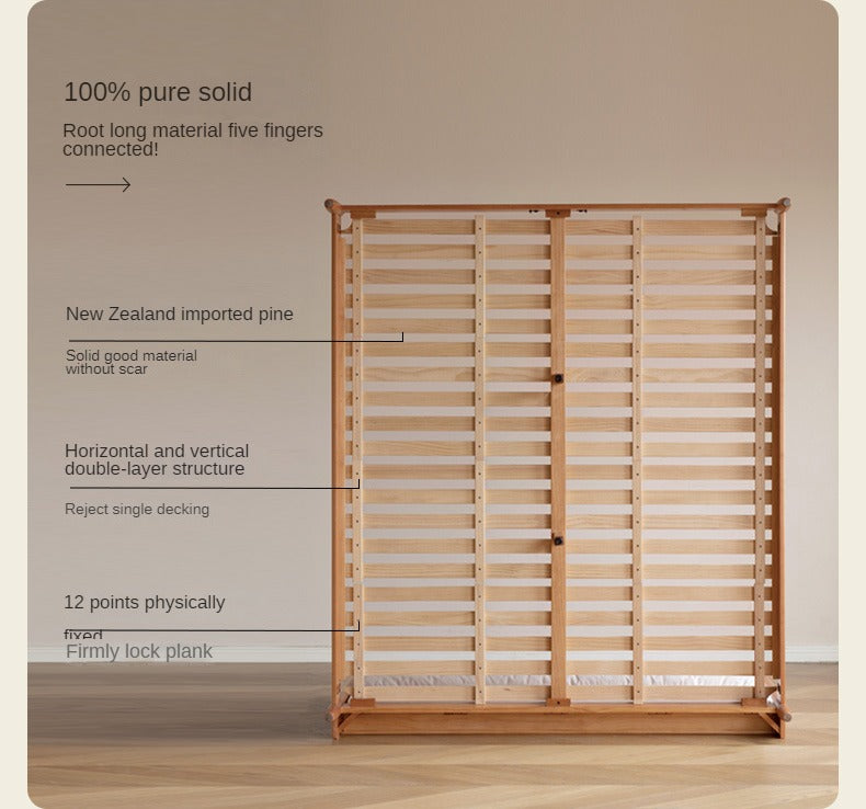 Cherry Solid Wood Soft Retro Bed