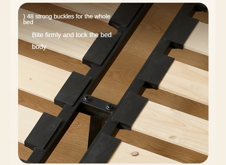 Poplar solid wood platform bed, headboard-free bed