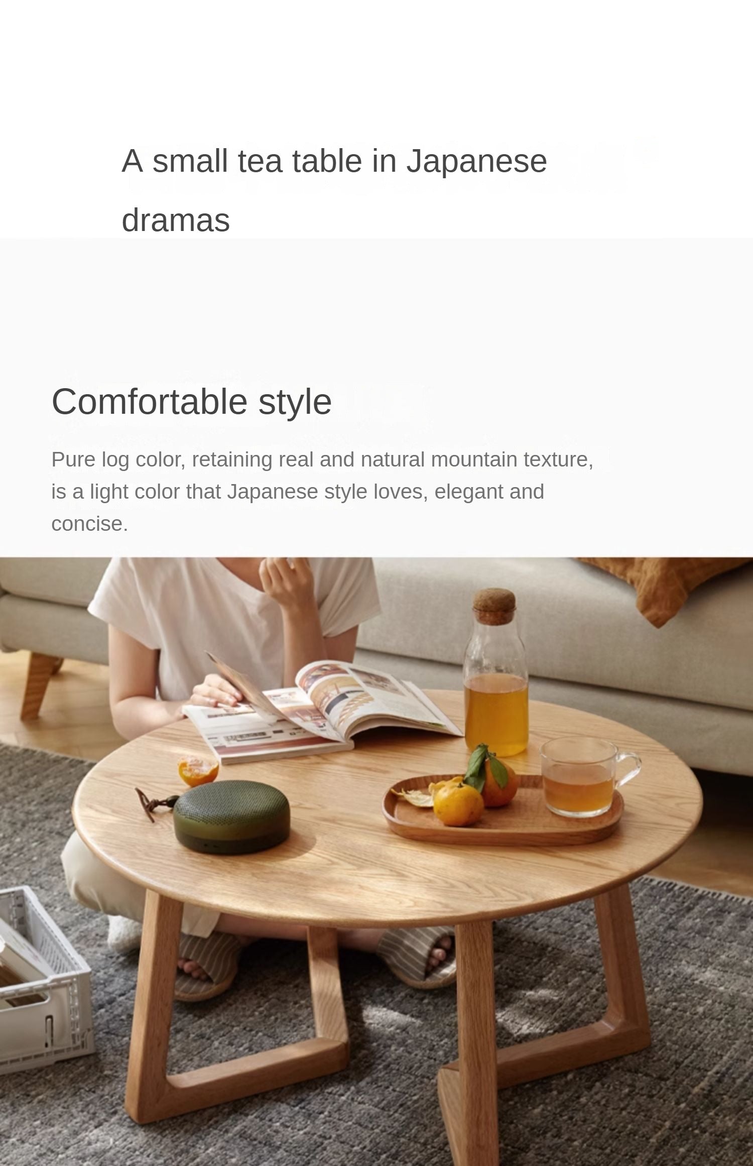 Oak, Beech Solid Wood Round Coffee Table