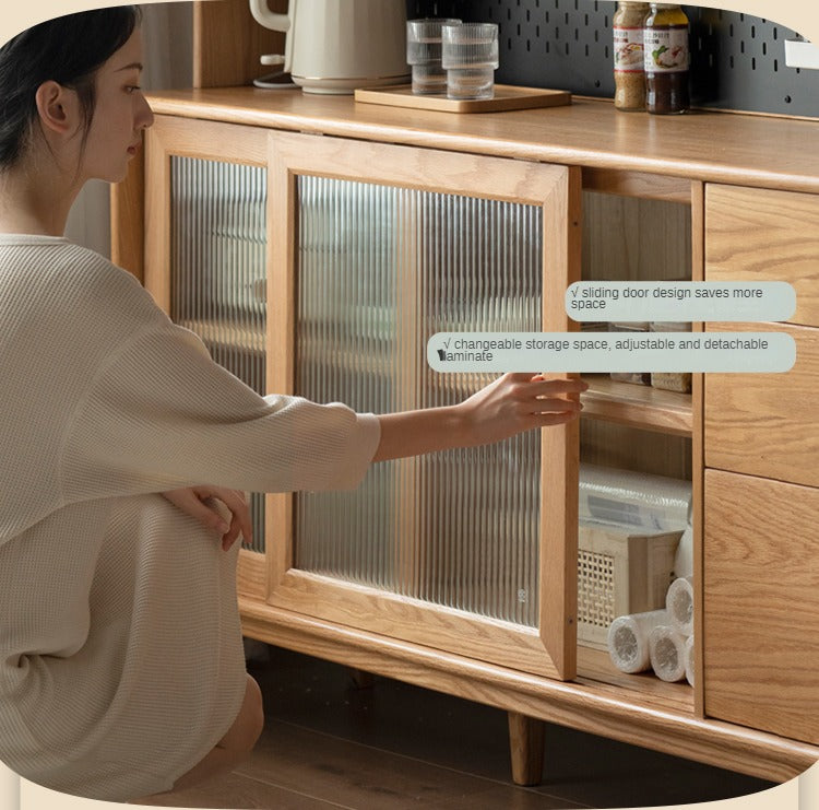 Solid Rubberwood, Oak, Beech Solid Wood Buffet Cabinet, Sideboard